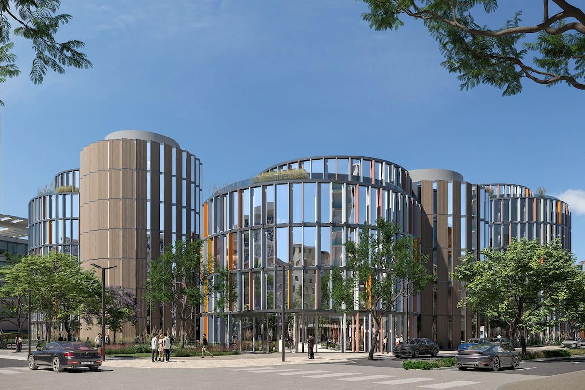 Render del proyecto Área Beta de Nordelta, que ocuparán en 2026 las universidades de San Andrés y Austral