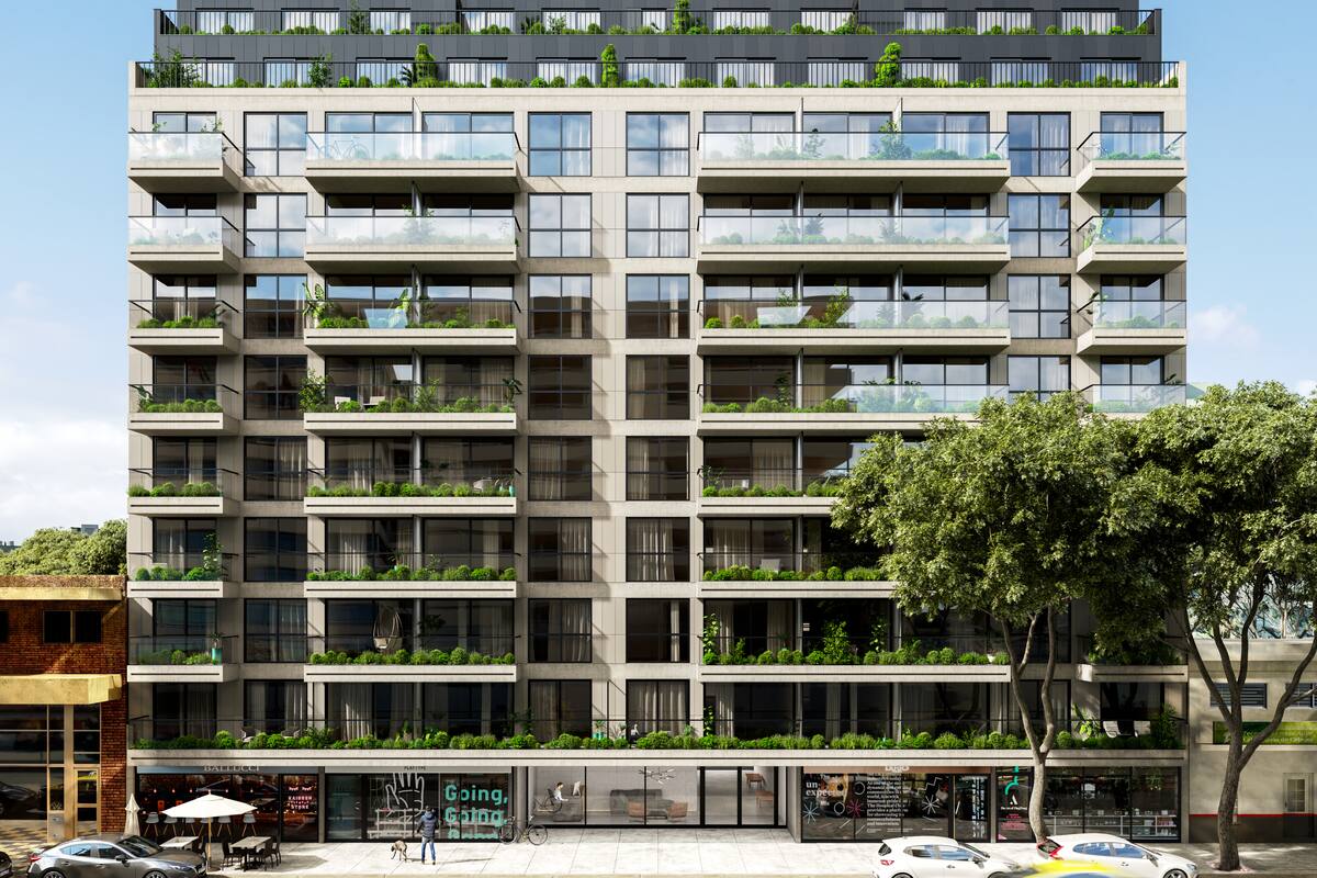 Render del proyecto "OM Palermo" que se construirá en el predio donde estaba la productora Polka