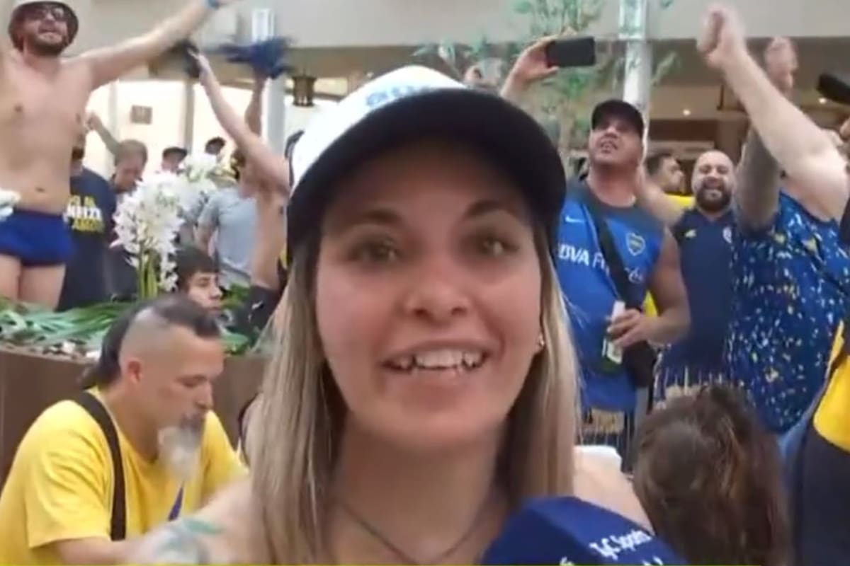 Renunció a su trabajo para ir a ver a Boca en Brasil y le tiró un palito a su exjefa. (Foto: Captura TyC Sports)