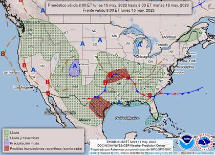 Reporte del clima en Estados Unidos para el 15 de mayo