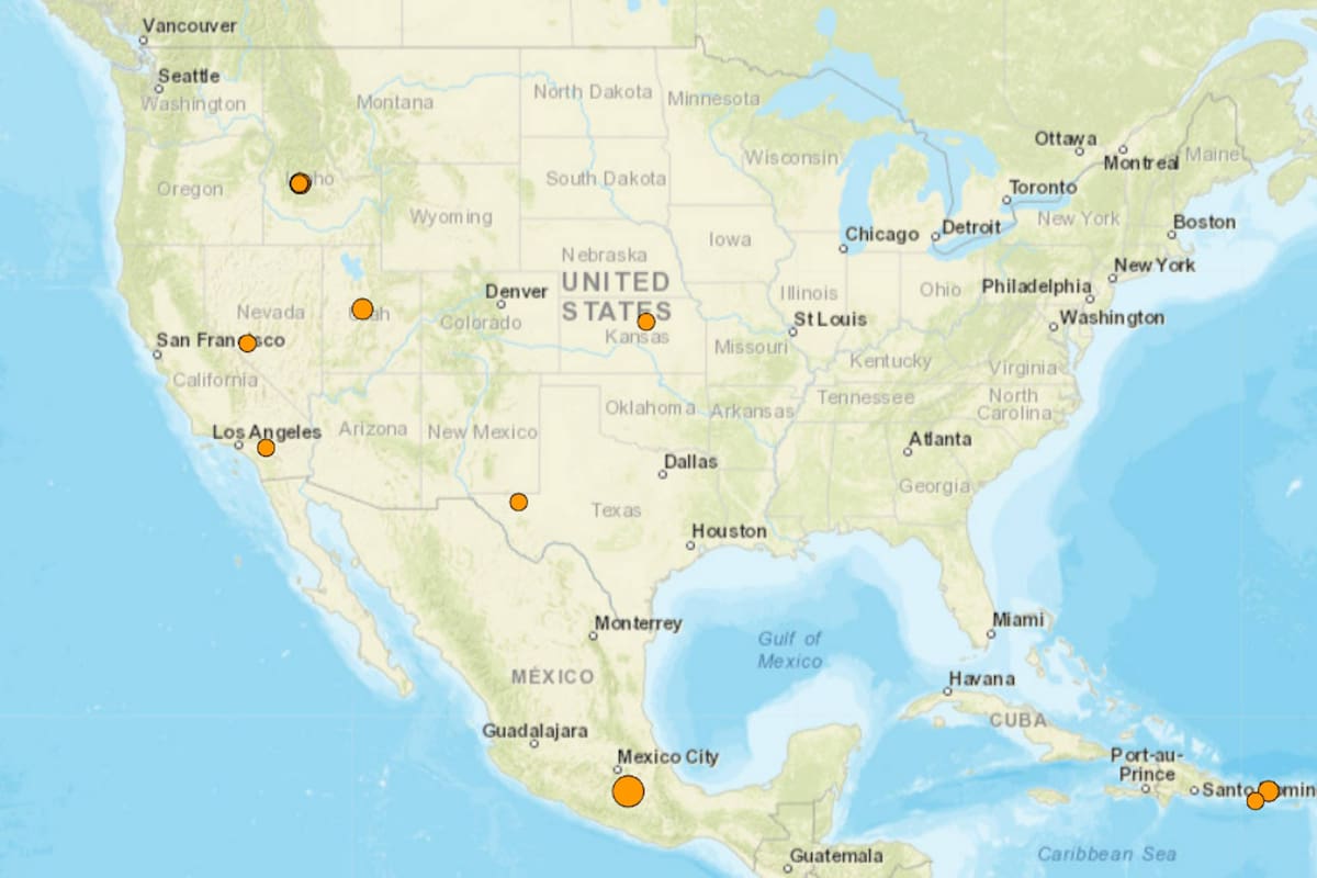 Reporte oficial de los temblores ocurridos en EE.UU. durante las últimas horas