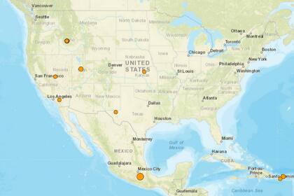Reporte oficial de los temblores ocurridos en EE.UU. durante las últimas horas