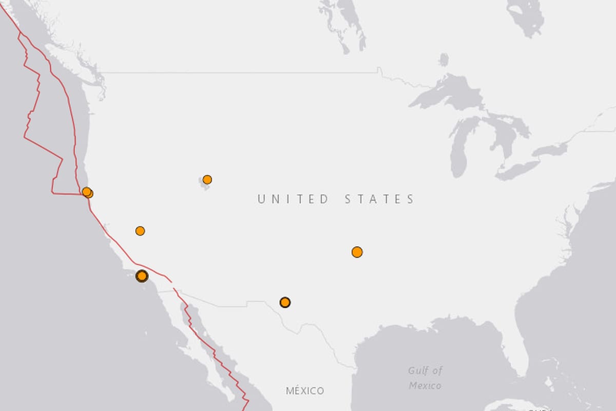 Reporte oficial de los temblores ocurridos en EE.UU. durante las últimas horas