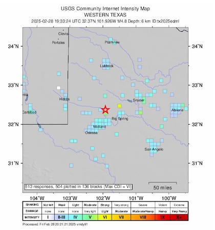 Reportes de personas que sintieron el temblor de Texas