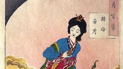 Representación de Chang'e, diosa de la mitología china que voló a la Luna tras tomar el elixir de la vida y alcanzar la inmortalidad