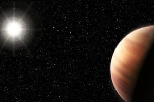 Representación de la estrella gemela del Sol (HIP 11915) y el planeta igual a Júpiter que la orbita