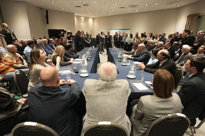 Representantes de pymes, con senadores opositores, en la Legislatura bonaerense