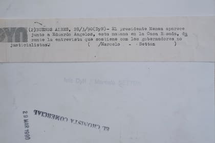 Reverso de la foto Menem y Angeloz