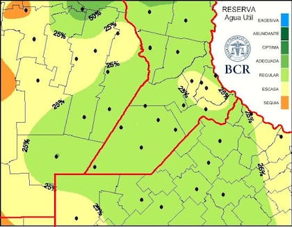 Reserva de agua útil en la región núcleo