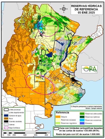 Reserva hídrica de referencia al 5 de enero