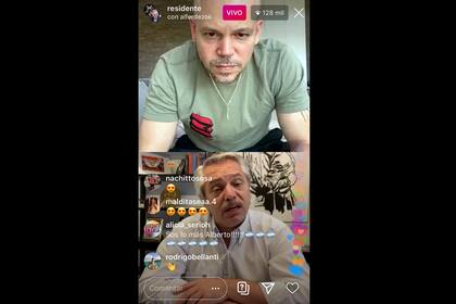 Residente en vivo charlando con el presidente Alberto Fernandez