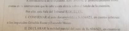 Resolución de la Cámara del Crimen que confirma el sobreseimiento de Manes