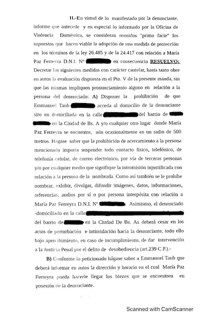 Resolución por denuncia de violencia familiar