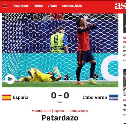 Resonante portada de Diario As por el empate sin goles entre España y Cabo Verde