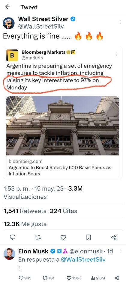 Respuesta de Elon Musk en Twitter