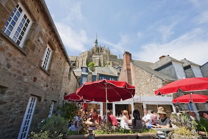 Restaurant In The Fortified Village And Abbey Of Mont-Saint-Michel, France (Photo by: Insights/Universal Images Group via Getty Images)