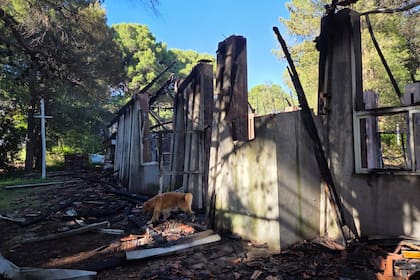 Restos de la capilla Sagrada Familia, de Pehuén-Co, arrasada por un incendio intencional