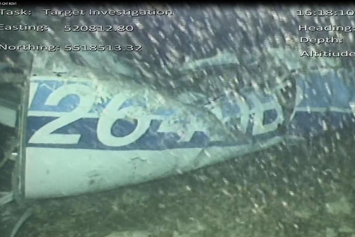 Restos del Piper Malibu, el avión en el que viajaba Emiliano Sala