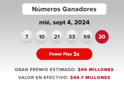 Resultado del powerball del 4 de septiembre.