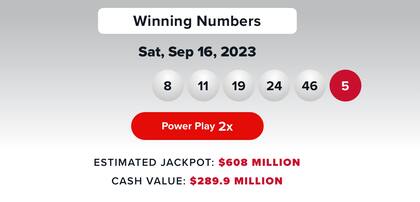 Resultados de la lotería Powerball del 16 de septiembre