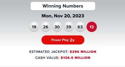 Resultados de la lotería Powerball del 20 de noviembre