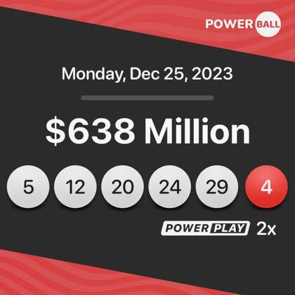 Resultados de la lotería Powerball del 25 de diciembre. Fuente: (@Lottify App)