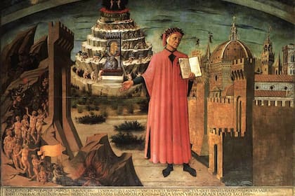 "Retrato de Dante con la ciudad de Florencia y alegoría de la Divina Comedia", fresco de Domenico di Michelino