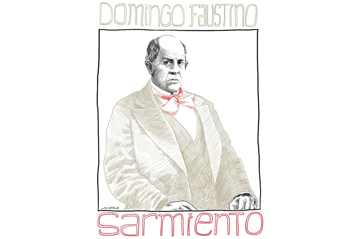 Retrato de Domingo Faustino Sarmiento ilustrado por Max Aguirre