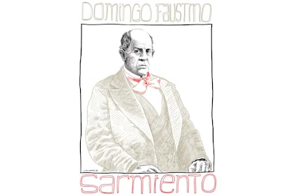 Retrato de Domingo Faustino Sarmiento ilustrado por Max Aguirre