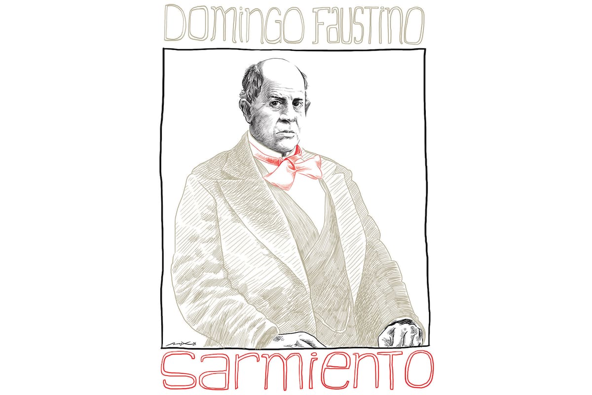 Retrato de Domingo Faustino Sarmiento ilustrado por Max Aguirre