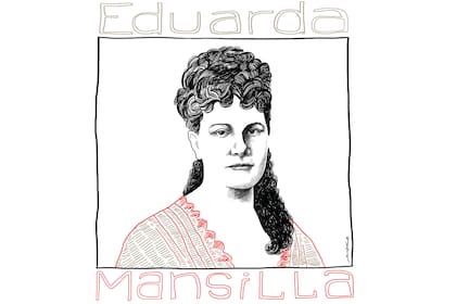 Retrato de Eduarda Mansilla ilustrada por Max Aguirre