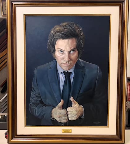 Retrato de Javier Milei realizado por la artista mendocina Florencia Aise