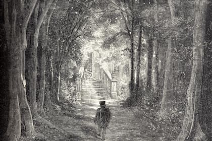 Retrato del noble llegando al castillo de la bella durmiente, obra de Gustavo Doré