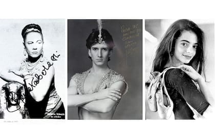 Retratos autografiados por la cantante de ópera italiana Renata Tebaldi y los bailarines Julio Bocca y Alessandra Ferri, quienes se alojaron en el hotel