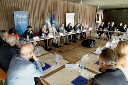 Reunión del director de la OPS y el ministro de Salud, Mario Lugones, con directivos de laboratorios locales