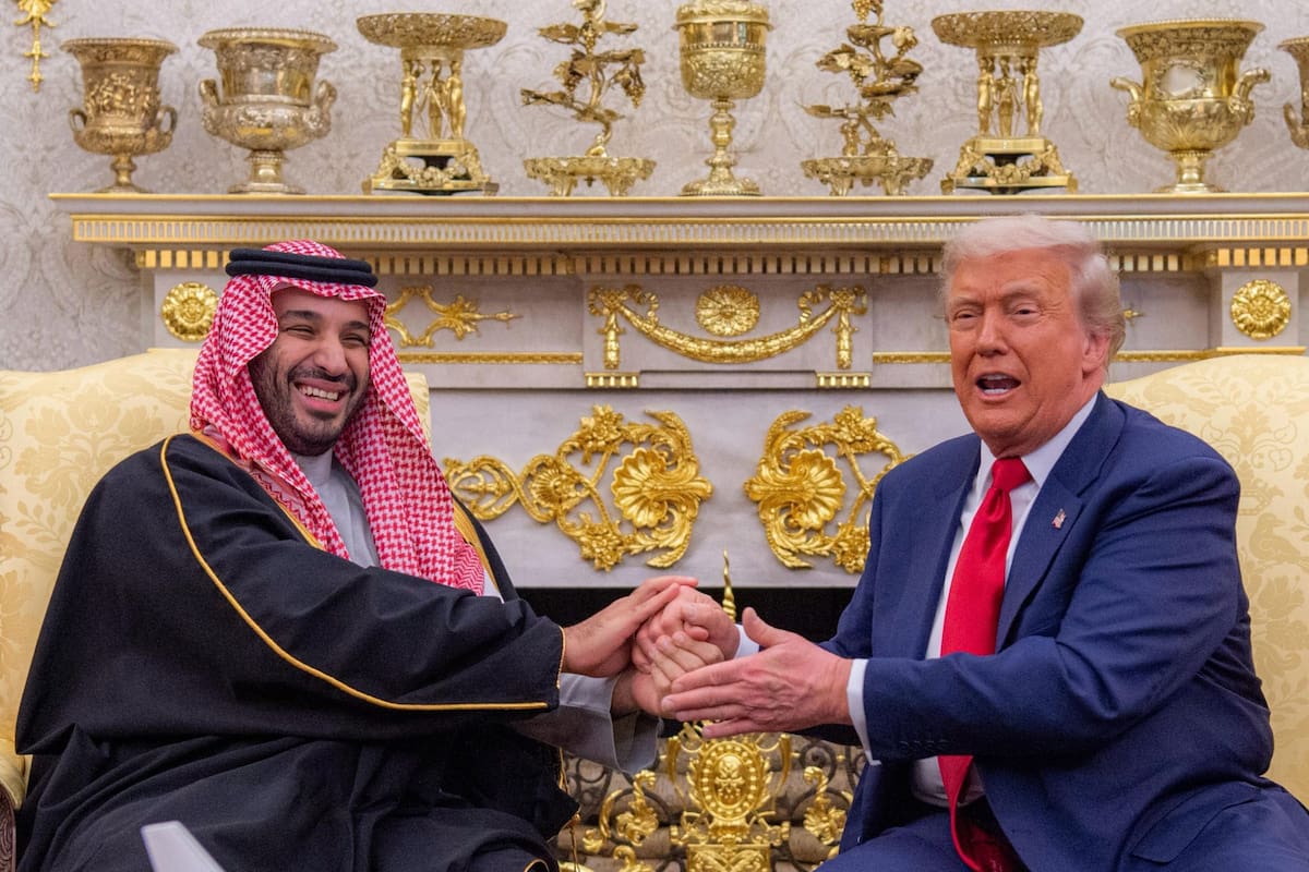 Reunión del presidente Trump con Mohammed ben Salman, heredero saudita. Photo: -/SPA/dpa