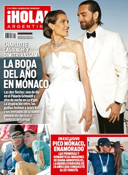 La tapa
de ¡HOLA! Argentina con su boda civil celebrada
el 1 de junio de 2019 en el Palacio del Principado de
Mónaco. Ella lució un espectacular diseño parisino
en tono blanco strapless de corte asimétrico de
Chanel