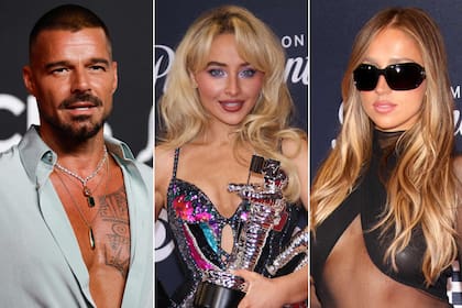 Ricky Martin, Sabrina Carpenter y Tate McRae, en los MTV Music Awards 2025