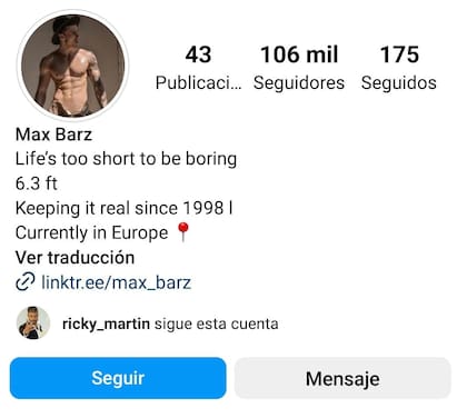 Ricky Martin sigue a Max Barz en Instagram