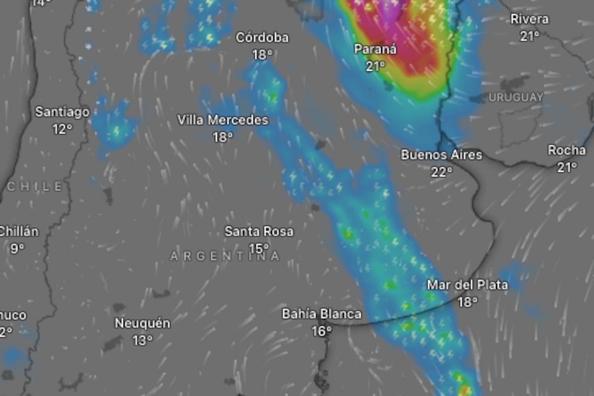 Rige alertas por tormentas y vientos en 9 provincias de la Argentina.