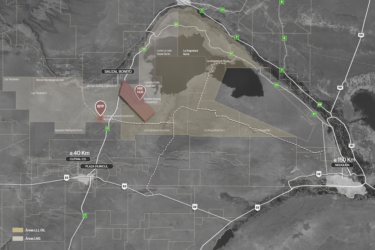Rincón Buena Esperanza Hub está estratégicamente localizado en el corredor de Vaca Muerta LNG.
