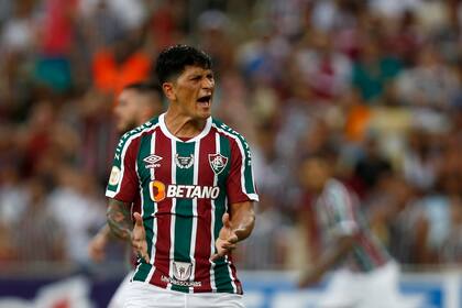 RIO DE JANEIRO, BRASIL - 09 DE ABRIL: Germán Cano de Fluminense reacciona durante un partido entre Fluminense y Santos como parte del Brasileirao 2022 en el Estadio Maracaná el 9 de abril de 2022 en Río de Janeiro, Brasil. (Foto de Wagner Meier/Getty Images)