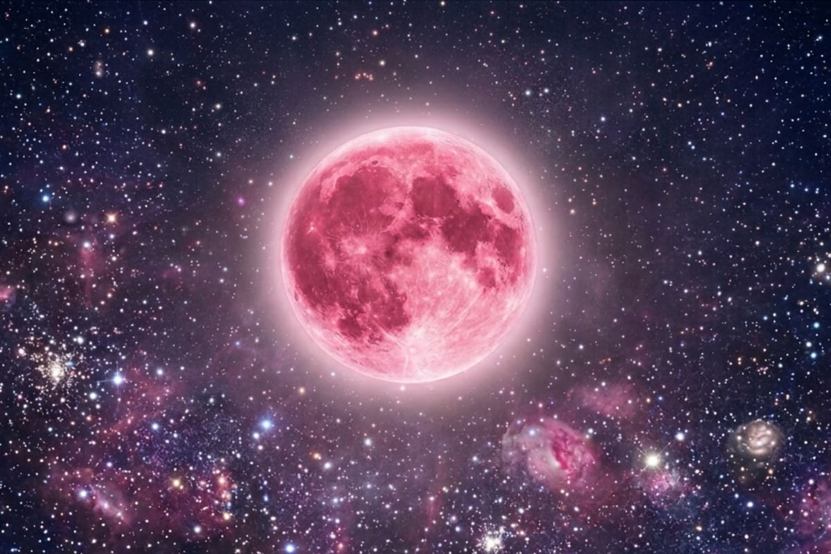 Rituales para aprovechar la energía de la Luna Rosa (imagen ilustrativa generada con IA)