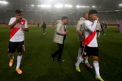 River deja La Plata con un sabor amargo: Angileri, desde el comienzo, no fue profundo y Carrascal, en el último tramo, no influyó (Demian Alday/Pool via AP)