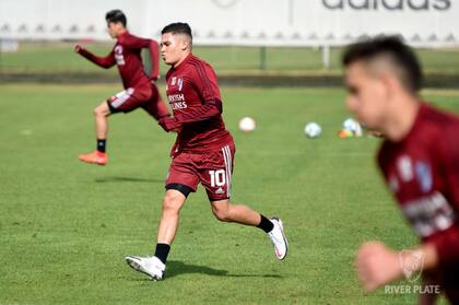 Una de sus últimas postales en River: se reincorporó a los entrenamientos tras la cuarentena pero no se sumó a la burbuja