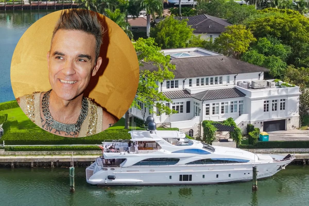 Robbie Williams, cantante británico, se muda de California a Florida para vivir en una casa inteligente (Facebook/Robbie Williams-Nypost/Dron Luxhunters)