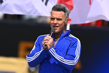 Robbie Williams durante su actuación en el Mundial de Fútbol de 2026
