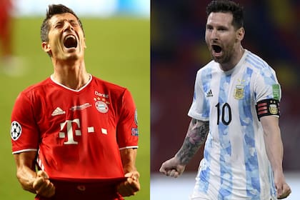 Robert Lewandowski, de excelente temporada en Bayern; Lionel Messi, la máxima referencia de la selección argentina.