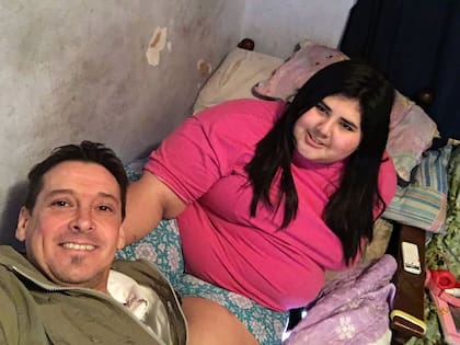 Rocío con Sergio Verón en el 2017