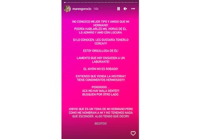 Rocío Marengo rompió el silencio después de que apareciera un avión robado en el campo de su hermano